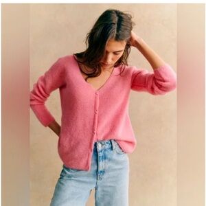 SEZANE Barry Cardigan Candy Pink Sweater Medium